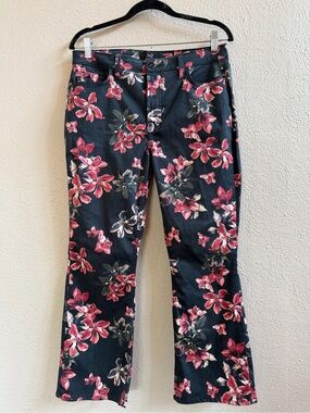 Seven 7 black floral crop kick jeans